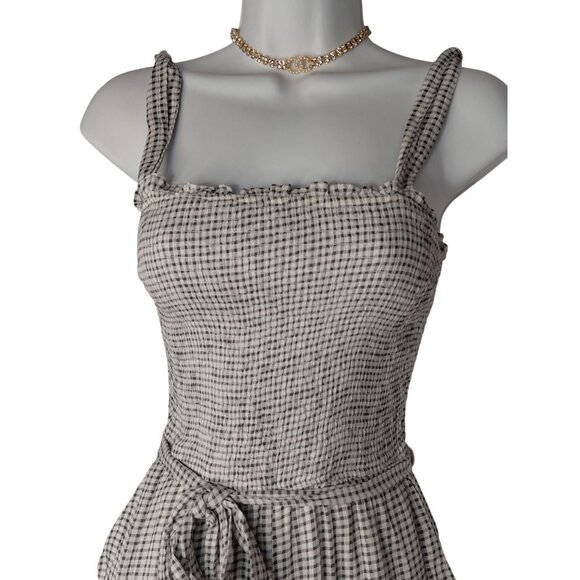 Abercrombie & Fitch Womens XS Gingham Romper Black & White Cotton Blend - Picture 5 of 12